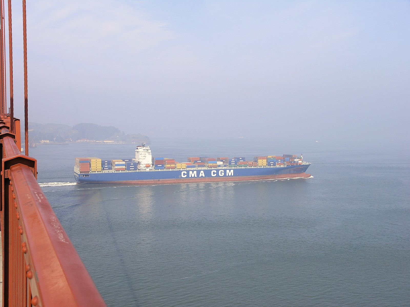 Container vessel at sea